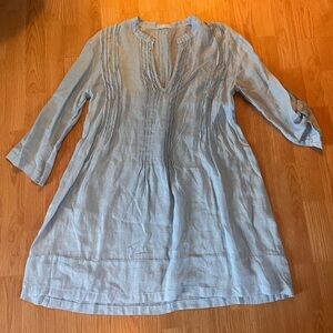 CP Shades Regina tunic linen blue USA coastal grandma boho beach cover up Med